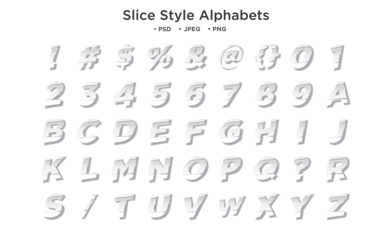 Slice-stijl alfabet, ABC-typografie