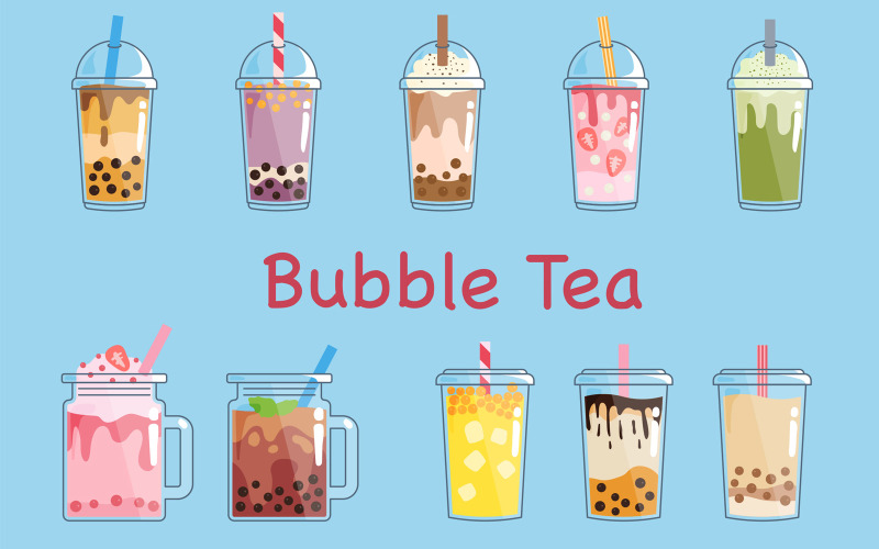 Bubble Pearl Tea Handdragen vektorer