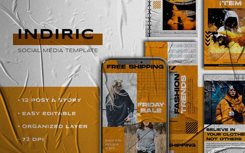 INDIRIC - Social Media Post and Instagram Story template