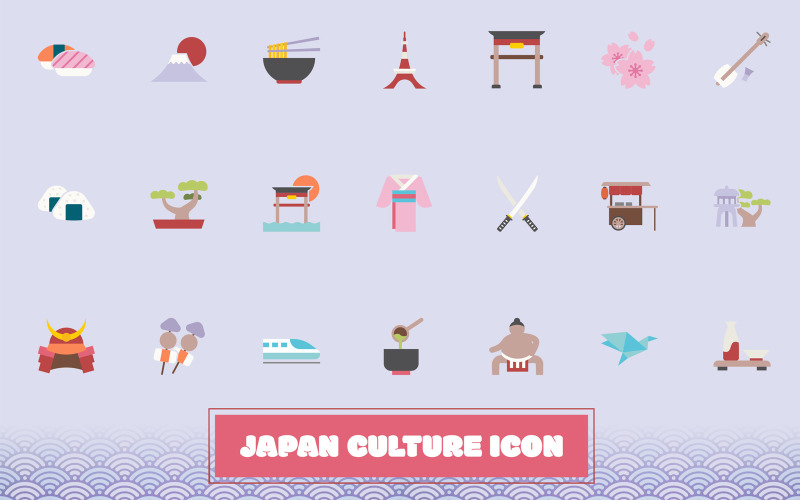Modelo de conjunto de ícones da cultura japonesa