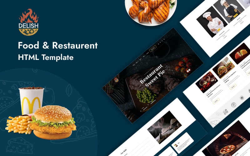 Delish - Plantilla HTML multipropósito para alimentos y restaurantes
