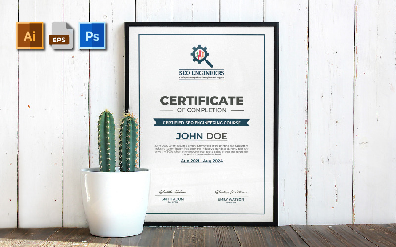 Modello di certificato aziendale minimalista e moderno completamente professionale