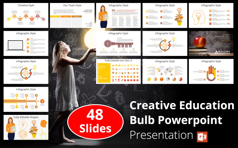 Presentazione PowerPoint della lampadina di educazione creativa 2021