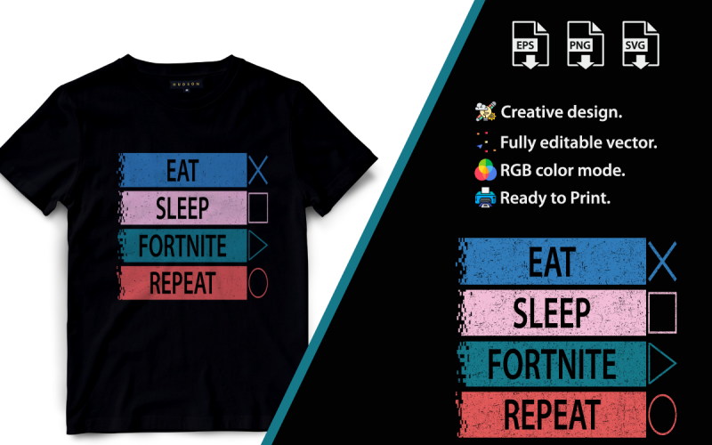 Plantilla de diseño de vector de diseño de camiseta de Fortnite