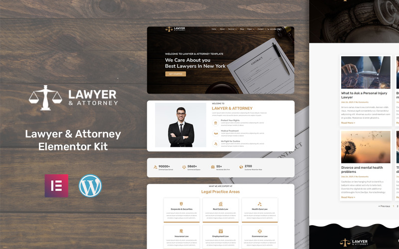 Advogado e escritório de advocacia - Law Elementor Kit