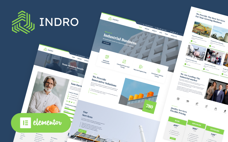 Indro - Industrial Company Factory WordPress Elementor-thema