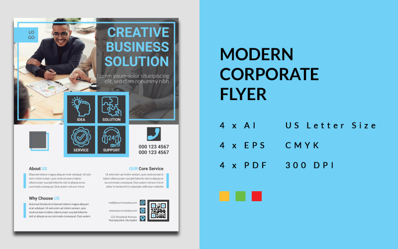 One Page Modern Business Flyer Corporate Identity Template Free
