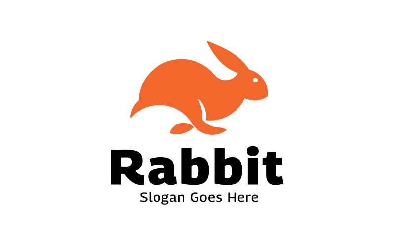 Sjabloon met logo voor rennend konijn