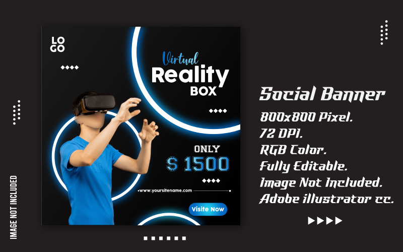Banner de redes sociales de anuncios promocionales de caja de gadgets