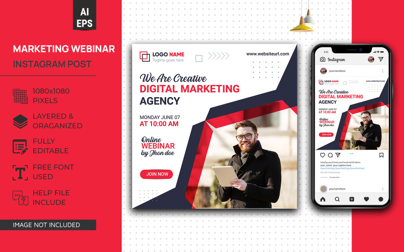 Kreatives Marketing Webinar Instagram Social Media Post Design Eps Vorlage