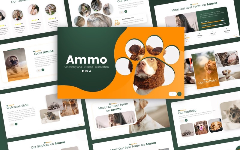 Ammo - Veterinary and Pet Shop PowerPoint šablony