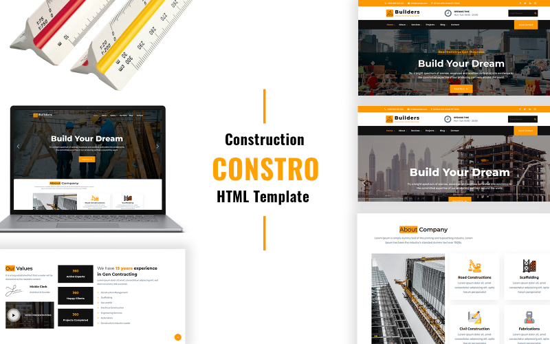 Constro - İnşaat HTML Web Sitesi şablonu