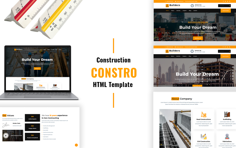 Constro - Шаблон веб -сайту для побудови HTML