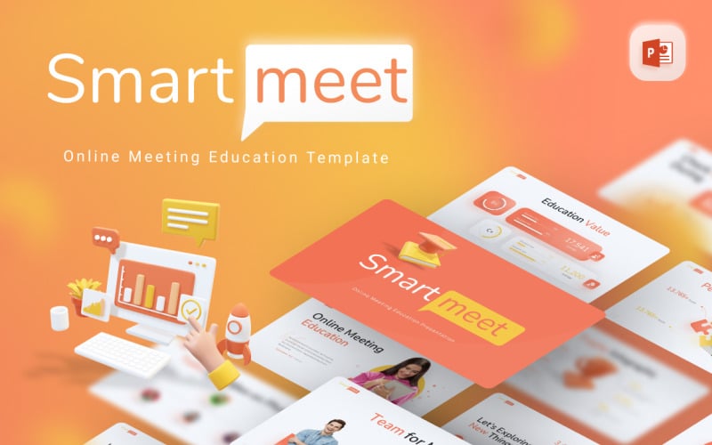 Modelo de PowerPoint moderno de educação para reuniões on-line Smartmeet