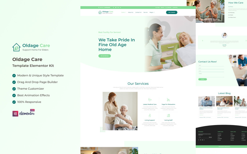 OldAge - Kit Elementor per la cura degli anziani