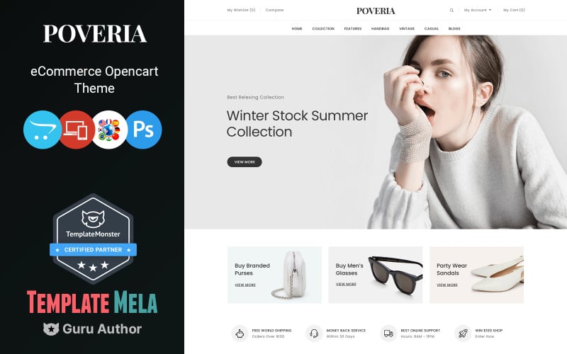 Poveria - многоцелевая тема OpenCart 3 для модной индустрии