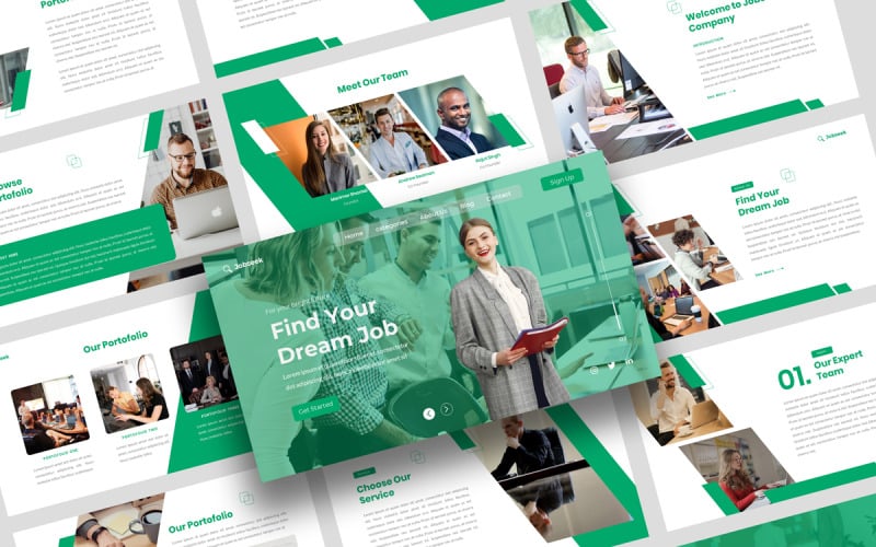 Jobseek - Vacature & Werkzoekende Sjablonen PowerPoint presentatie