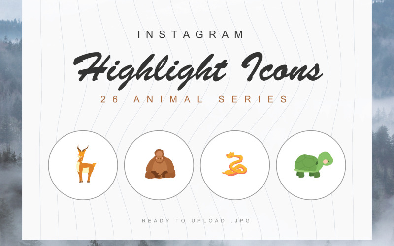 26 只动物 Instagram 突出显示封面图标集模板