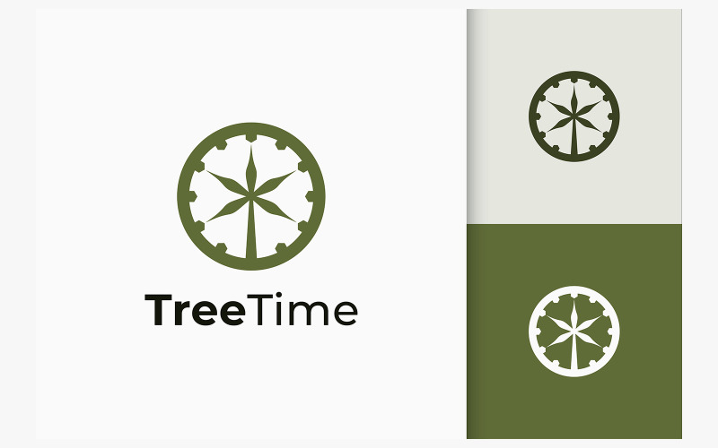 Basit ve Modern Daire Ağacı Zaman Logosu