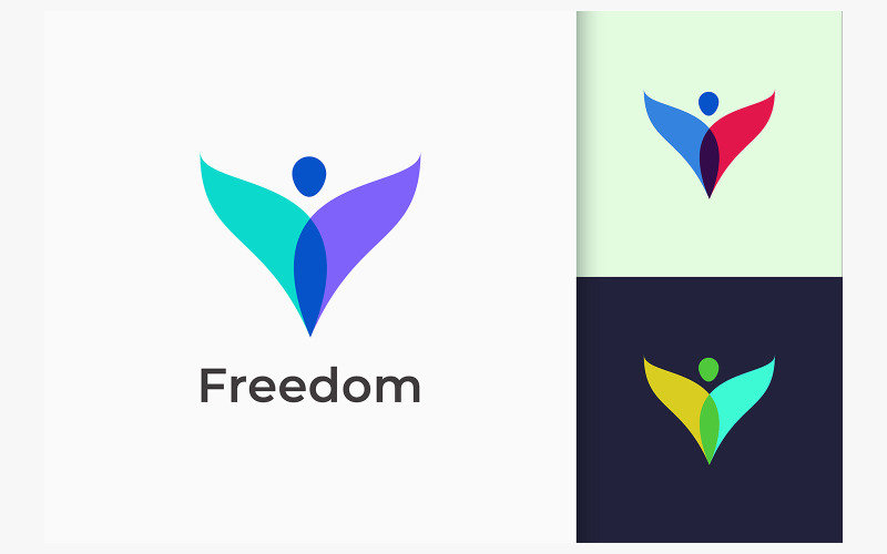 Liberté ou succès du logo humain et heureux
