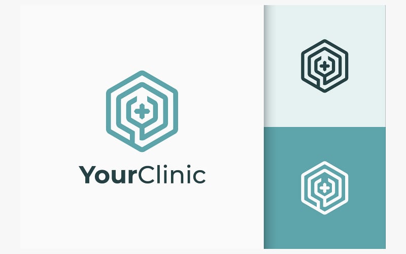 Logo kliniki lub apteki w stetoskopie