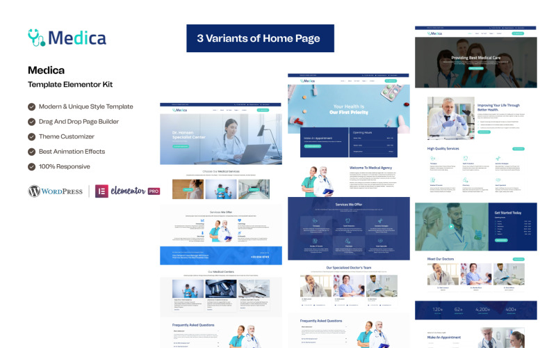 Medica – WordPress Elementor-kit för hälso- och sjukvård