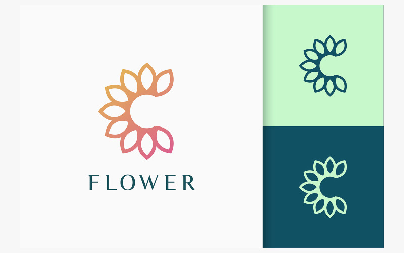 字母 C 中的花卉或自然标志