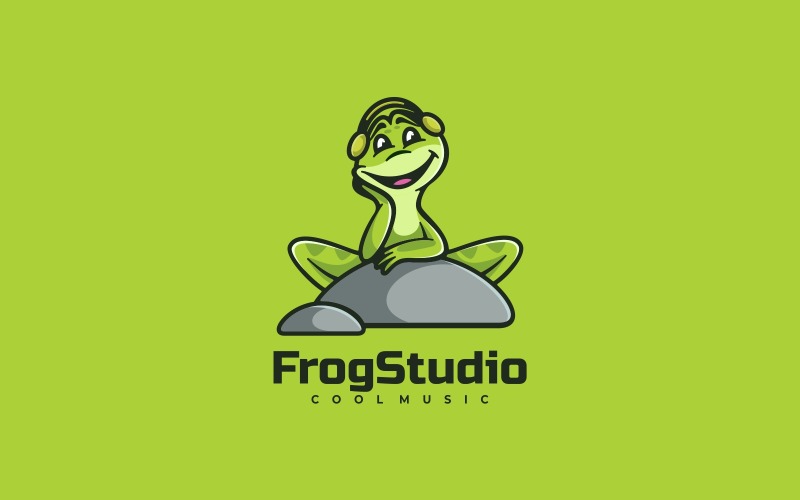 Logotipo de la historieta de la mascota del estudio de la rana