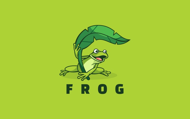 Шаблон логотипа мультфильм талисман лягушка