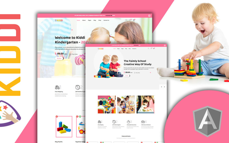 Детский магазин Kiddi New Born, шаблон сайта Angular