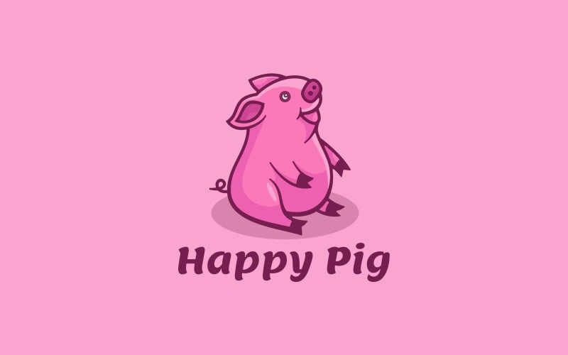 Logotipo do Happy Pig Mascot Cartoon
