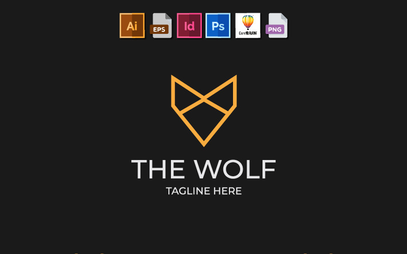 Modello di logo minimalista lupo
