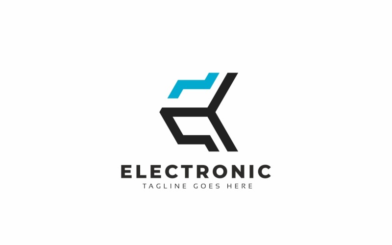 Modelo de logotipo eletrônico da letra E