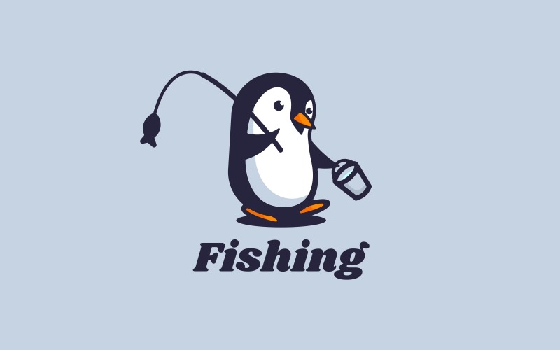 Pingvin maskot tecknad logotyp
