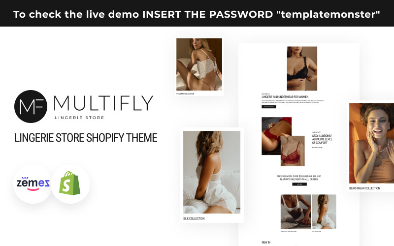 Reinigen Sie Multifly Lingerie Store Shopify Theme