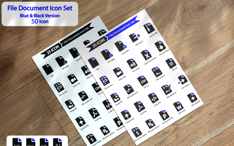 50 Premium-Datei-Dokument-Icon-Set
