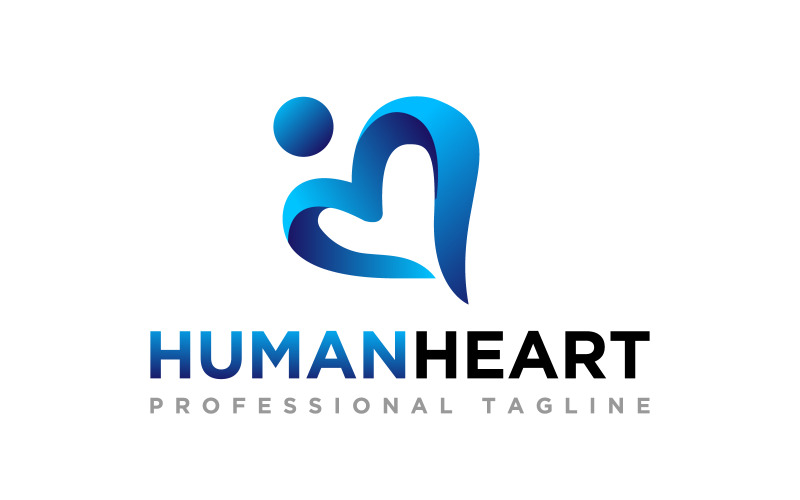 Création de logo de bien-être coeur humain moderne créatif