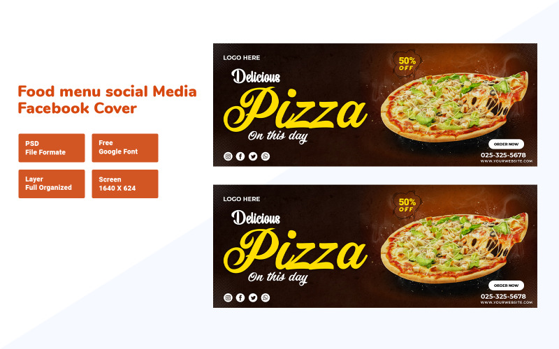 Delicious Pizza Food Menu Social Media Facebook Cover