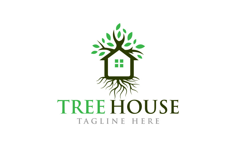 Tree House Eco Home Real Estate Logo Design - TemplateMonster