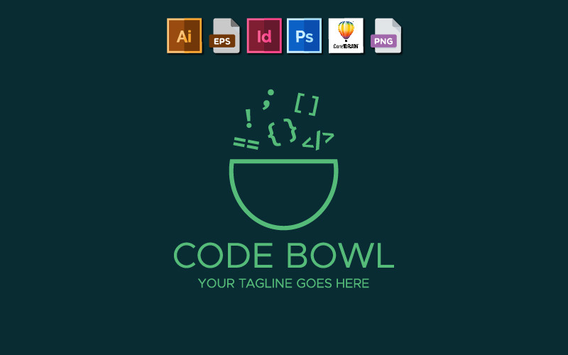 Code Bowl minimalistisch logo sjabloon