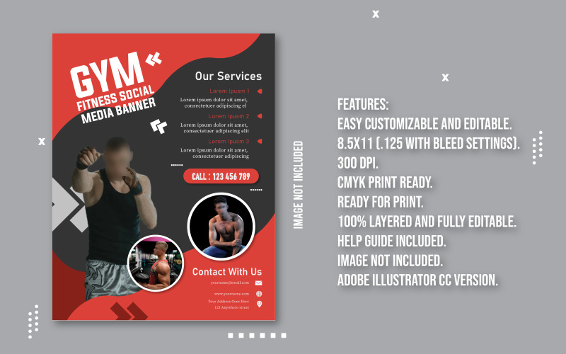 Flyer de vecteur de remise en forme de salle de gym créative