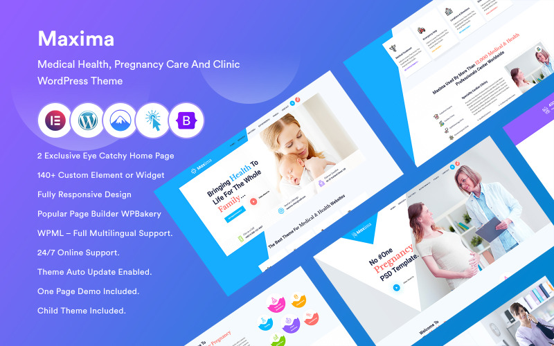 Maxima - Тема медичного здоров’я, догляду за вагітністю та клініки WordPress