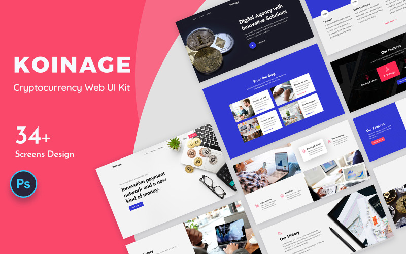 Набор веб-интерфейса для криптовалюты Koinage