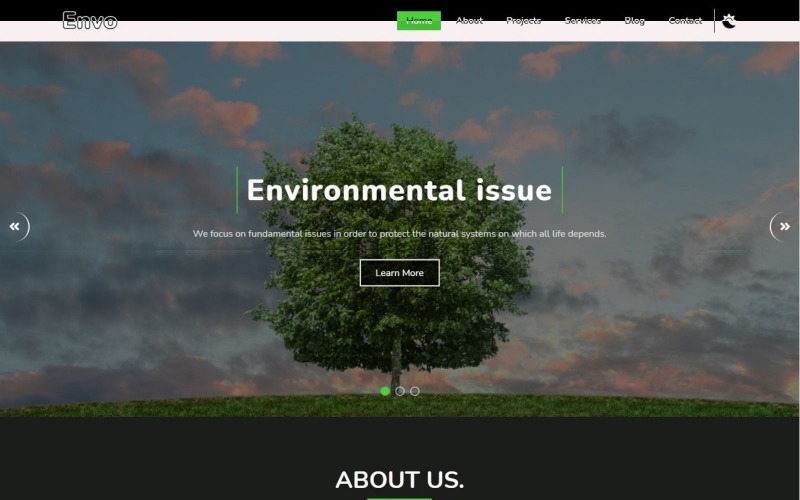 Šablona úvodní stránky Envo - ekologická charita