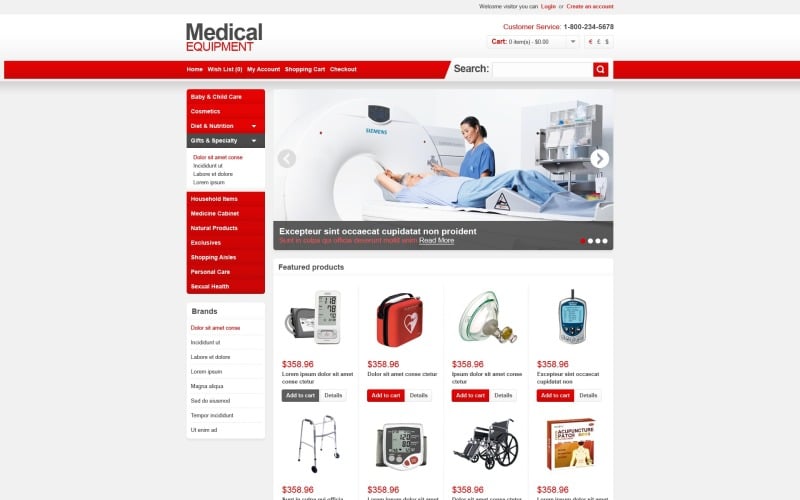 Free Medical Equipment OpenCart Template