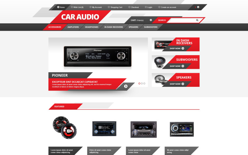 Ingyenes Car Audio érzékeny OpenCart sablon