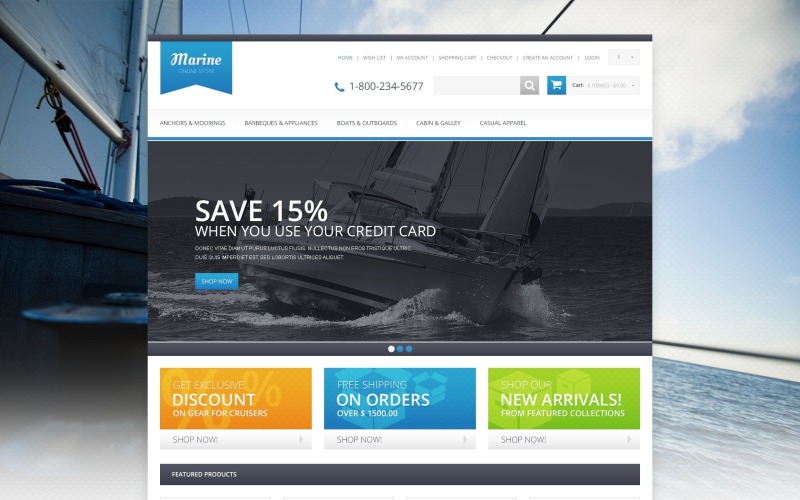 Ingyenes Yachting reszponzív OpenCart sablon