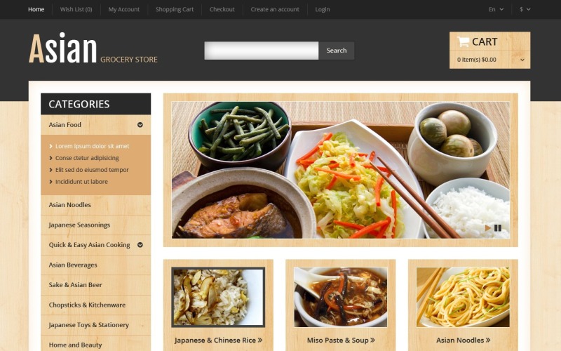 免费亚洲餐厅 OpenCart 模板