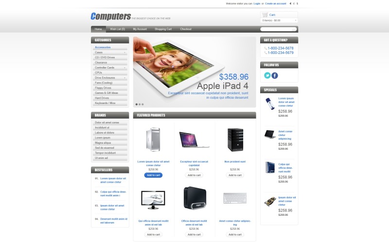 Modello OpenCart del negozio di gadget gratuito