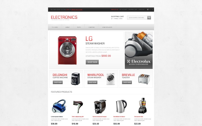 Modelo gratuito de OpenCart para loja de eletrônicos